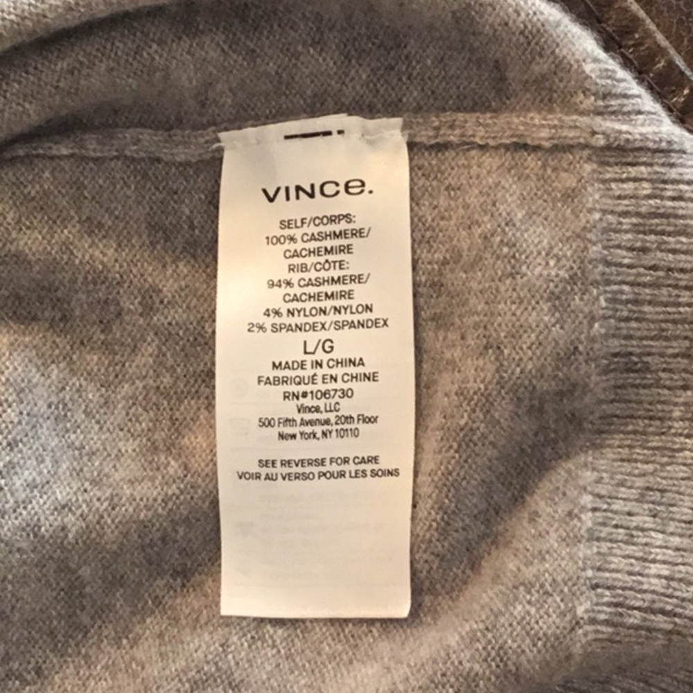 Vince Women’s 100% Cashmere V-Neck Sweater Light Heather Gray Size L - Picture 6 of 9